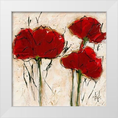 Pavot abstrait I White Modern Wood Framed Art Print by Zacher-Finet, Isabelle