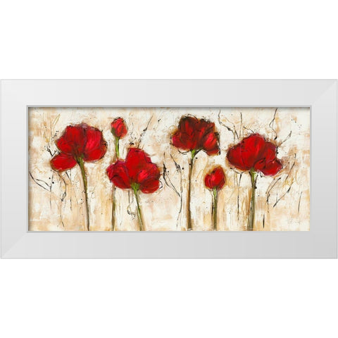Pavot abstrait III White Modern Wood Framed Art Print by Zacher-Finet, Isabelle