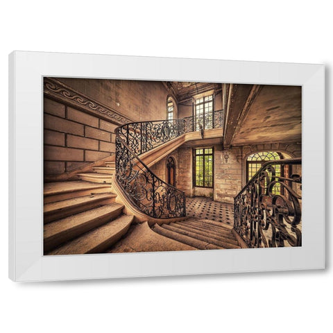 Living Stairs White Modern Wood Framed Art Print by Haker, Matthias