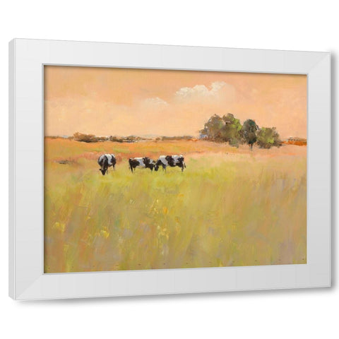 Three Cows White Modern Wood Framed Art Print by Groenhart, Jan
