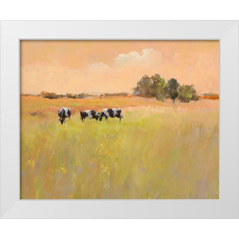 Three Cows White Modern Wood Framed Art Print by Groenhart, Jan