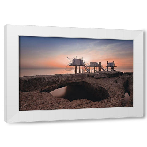 Trio lunaire White Modern Wood Framed Art Print by Bertrande, Arnaud