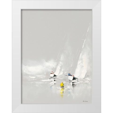 Bleu et blanc White Modern Wood Framed Art Print by de Courcy, Gerard