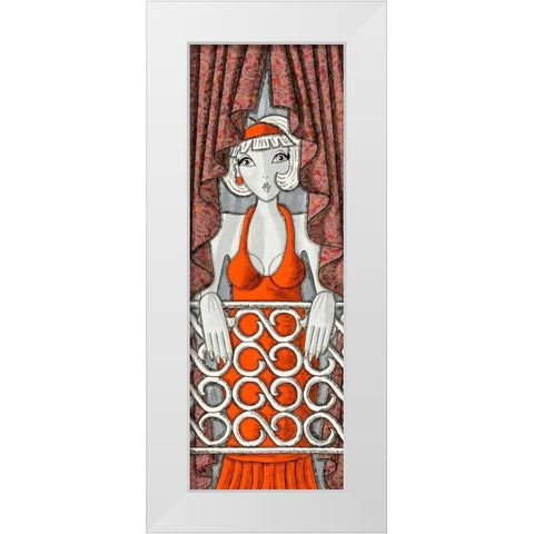 Reverie au balcon White Modern Wood Framed Art Print by MIROTA