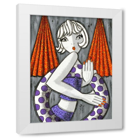 Cet ete White Modern Wood Framed Art Print by MIROTA
