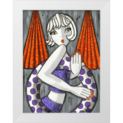 Cet ete White Modern Wood Framed Art Print by MIROTA