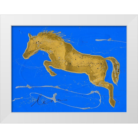 Caballo Orode Salto White Modern Wood Framed Art Print by Bosboom, Leon