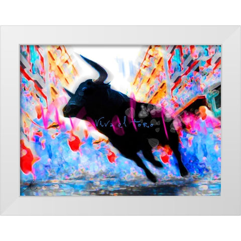 Viva el Toro White Modern Wood Framed Art Print by Bosboom, Leon