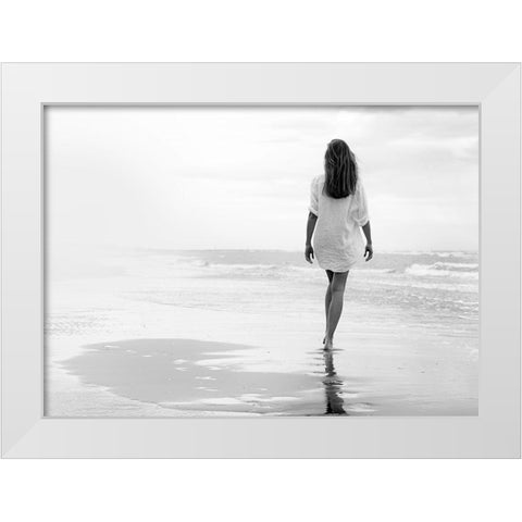 Walking on a White Beach White Modern Wood Framed Art Print by Milillo, Marco