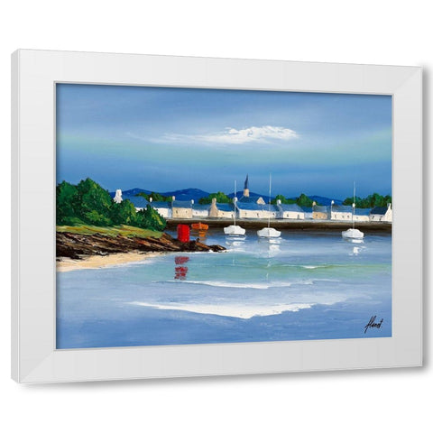 Port breton - Barques rouges White Modern Wood Framed Art Print by Flanet, Frederic