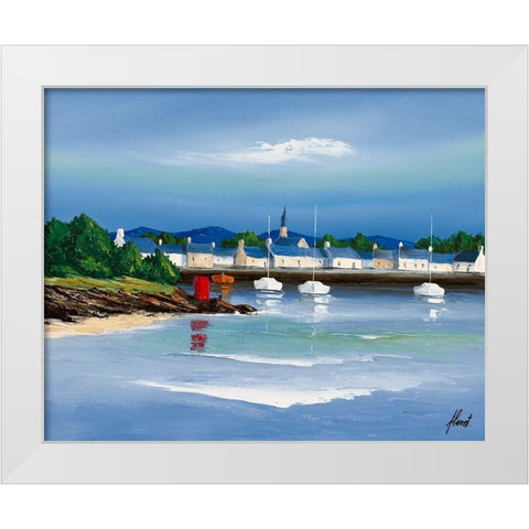 Port breton - Barques rouges White Modern Wood Framed Art Print by Flanet, Frederic