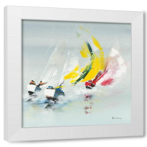 Les Spi jaunes White Modern Wood Framed Art Print by de Courcy, Gerard