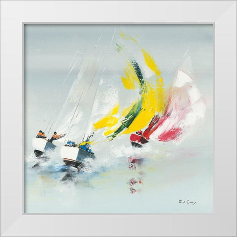 Les Spi jaunes White Modern Wood Framed Art Print by de Courcy, Gerard