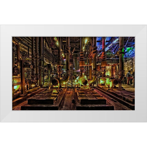Duisburg Nacht II White Modern Wood Framed Art Print by Fischer, Rolf
