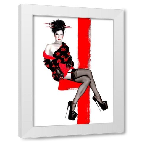 Redflower White Modern Wood Framed Art Print by Horwath, Sara