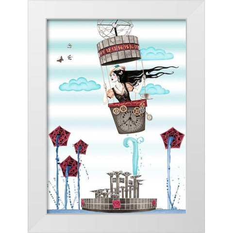 Weltzeituhr White Modern Wood Framed Art Print by Horwath, Sara