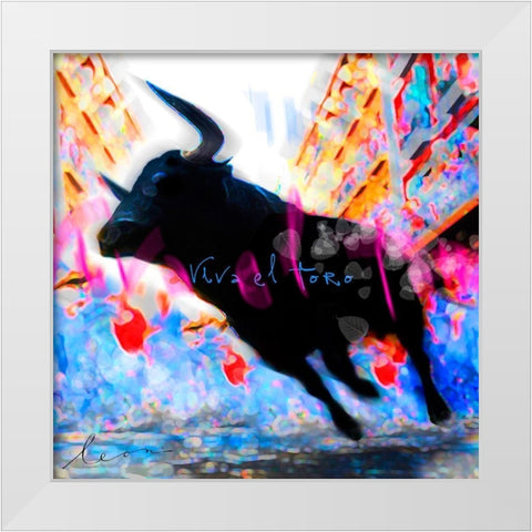 Viva el Toro White Modern Wood Framed Art Print by Bosboom, Leon