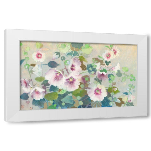 Hollyhock White Modern Wood Framed Art Print by Botman, Loes
