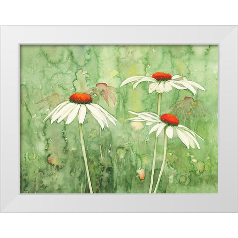 Echinacea two White Modern Wood Framed Art Print by Clema