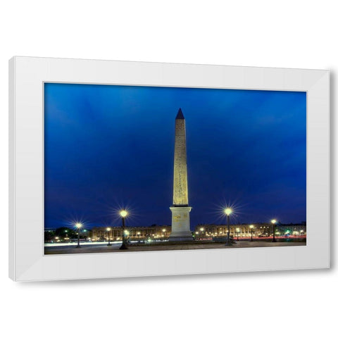 Place de la Concorde by Night White Modern Wood Framed Art Print by Bertrande, Arnaud