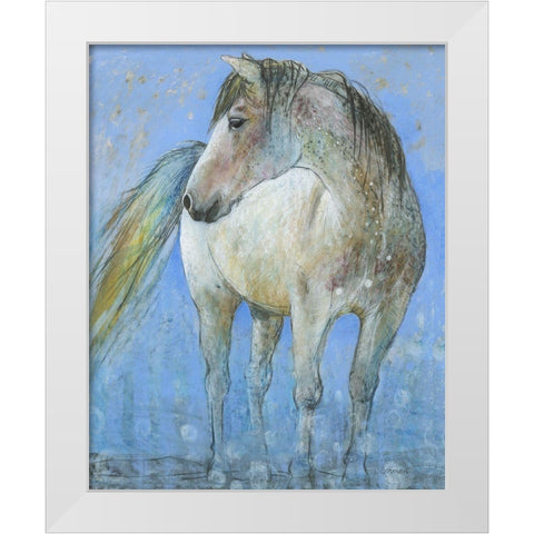 Horse White Modern Wood Framed Art Print by Botman, Loes