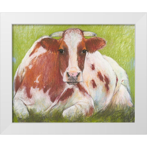 Cow White Modern Wood Framed Art Print by Botman, Loes