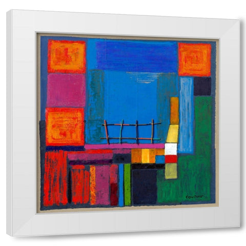 terrasse avec vue mer White Modern Wood Framed Art Print by Roudine, NoÃ«lle