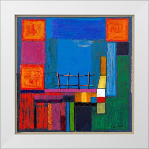 terrasse avec vue mer White Modern Wood Framed Art Print by Roudine, NoÃ«lle