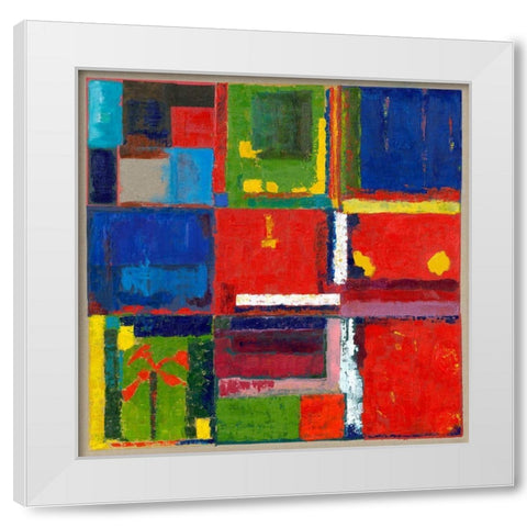 village-arbre et oiseaux White Modern Wood Framed Art Print by Roudine, NoÃ«lle