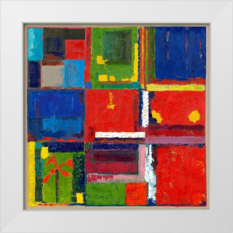 village-arbre et oiseaux White Modern Wood Framed Art Print by Roudine, NoÃ«lle