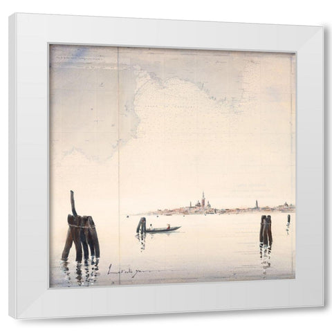 Venise White Modern Wood Framed Art Print by Letestu, Yann