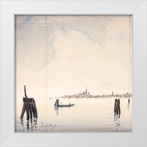 Venise White Modern Wood Framed Art Print by Letestu, Yann