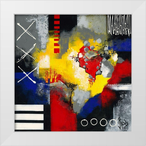 Jeu denfant White Modern Wood Framed Art Print by Jadis