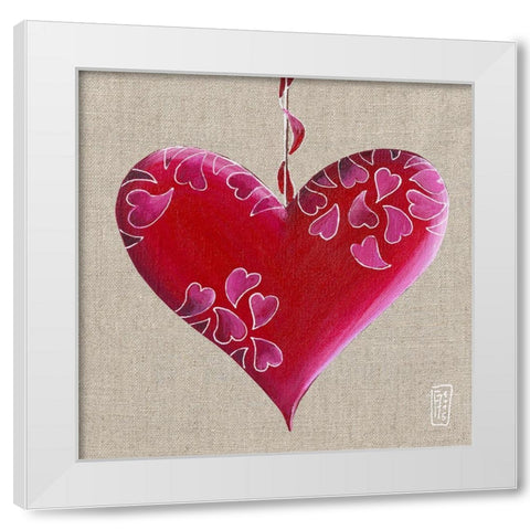 Kiss White Modern Wood Framed Art Print by Mellier, Francine