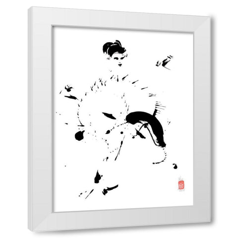 French Cancan White Modern Wood Framed Art Print by Hanniet, Marc