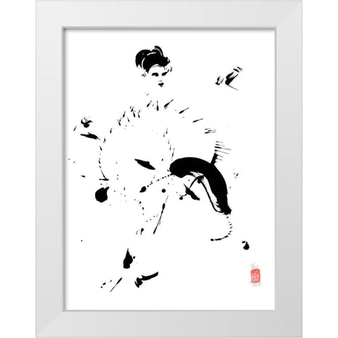 French Cancan White Modern Wood Framed Art Print by Hanniet, Marc