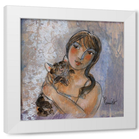 Les inseparables White Modern Wood Framed Art Print by Hanniet, Marc