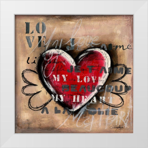 Coeur Aile White Modern Wood Framed Art Print by Mougin, Carine