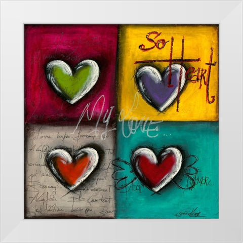 Coeurs en Couleurs II White Modern Wood Framed Art Print by Mougin, Carine