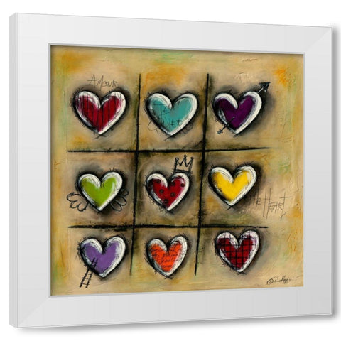 Colored Hearts II White Modern Wood Framed Art Print by Mougin, Carine