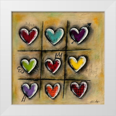 Colored Hearts II White Modern Wood Framed Art Print by Mougin, Carine