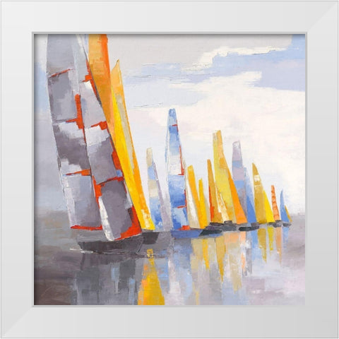 Helios White Modern Wood Framed Art Print by Mauviel, Laurence