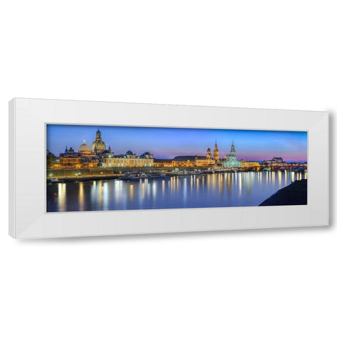 Elbpanorma Dresden I White Modern Wood Framed Art Print by Fischer, Rolf