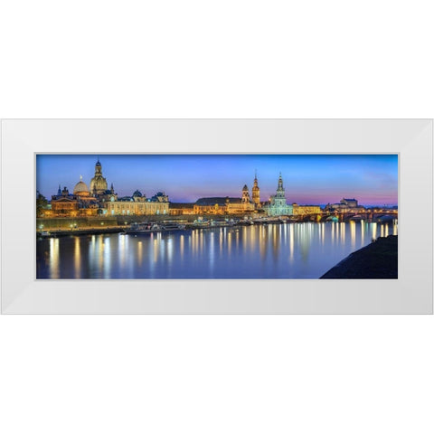 Elbpanorma Dresden I White Modern Wood Framed Art Print by Fischer, Rolf