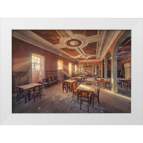 The Dining Room White Modern Wood Framed Art Print by Haker, Matthias