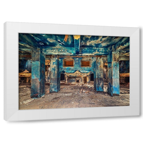 Blue White Modern Wood Framed Art Print by Haker, Matthias