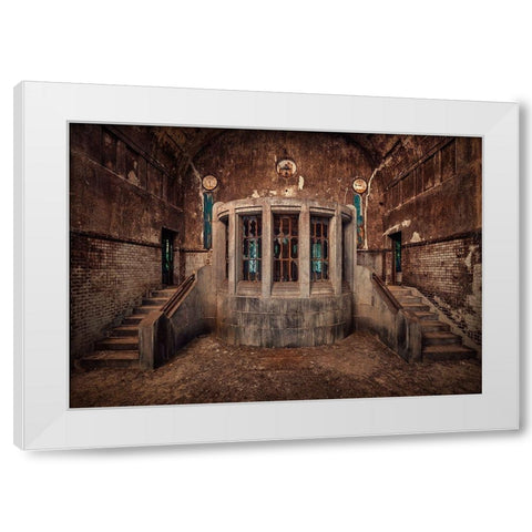 Steps White Modern Wood Framed Art Print by Haker, Matthias