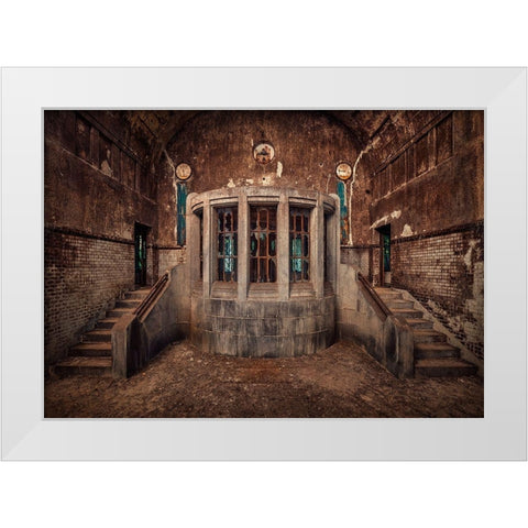 Steps White Modern Wood Framed Art Print by Haker, Matthias