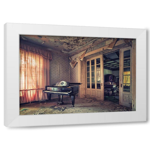 Faded Melodies White Modern Wood Framed Art Print by Haker, Matthias