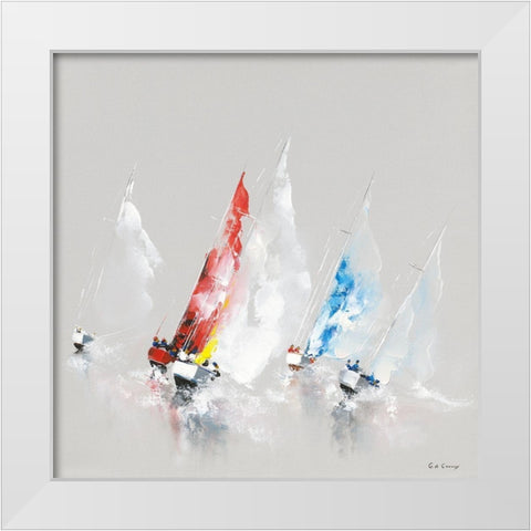 Regate White Modern Wood Framed Art Print by de Courcy, Gerard
